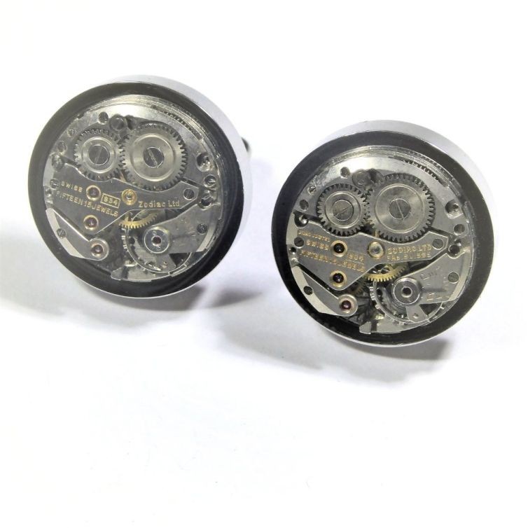 Boutons de manchette, mouvements d’ancienne montre suisse Zodiac® 24 mm