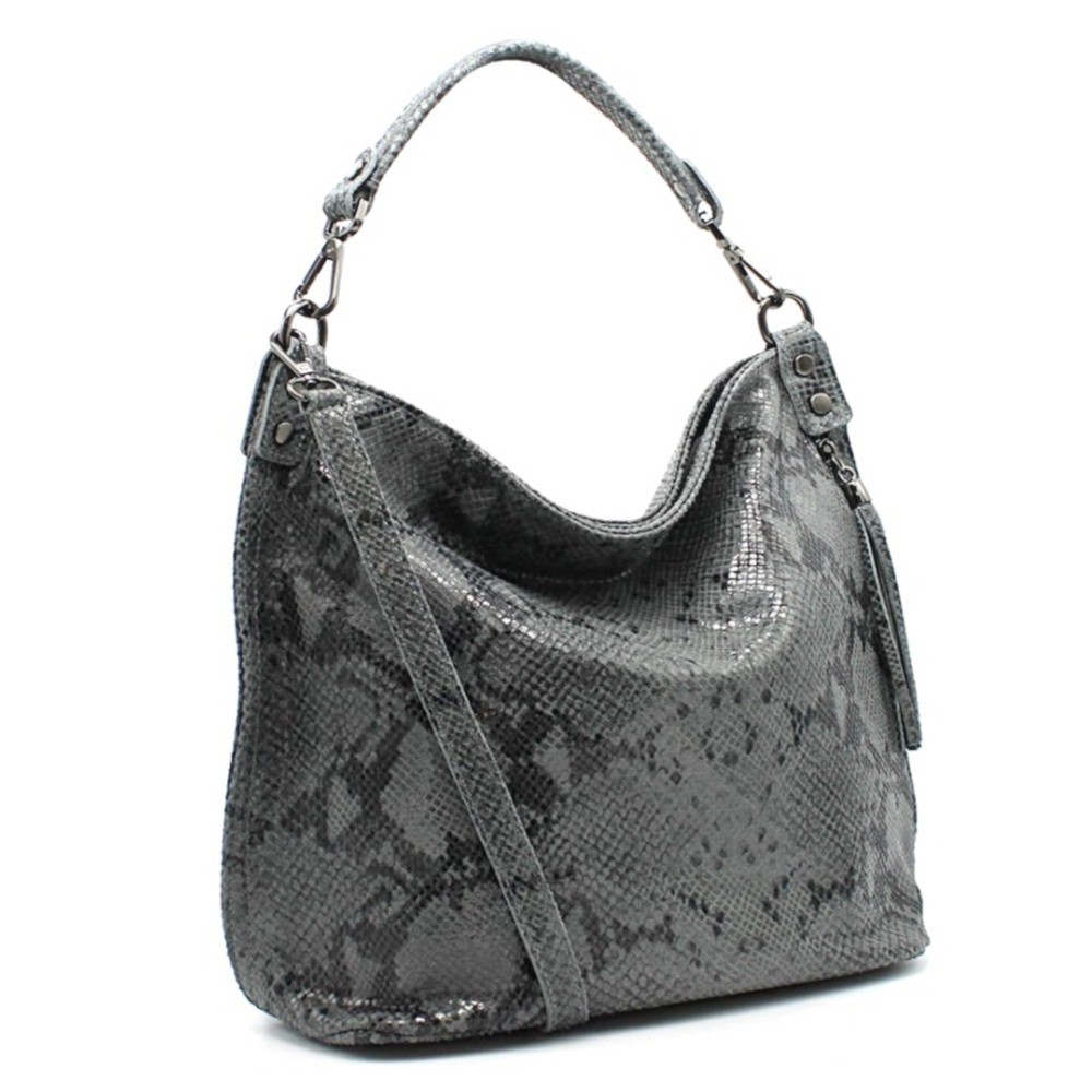 Grand sac cuir velour imprimé pyton