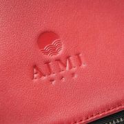 Sac pochette en cuir fin et tissu d'inspiration japonaise