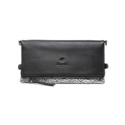 Sac pochette en cuir fin et tissu d'inspiration japonaise