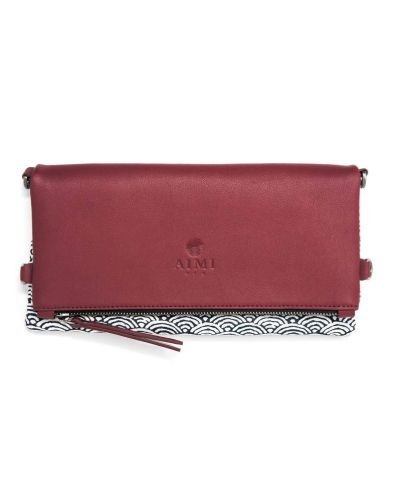 Sac pochette pliable MIU, en cuir fin et tissu d’inspiration japonaise