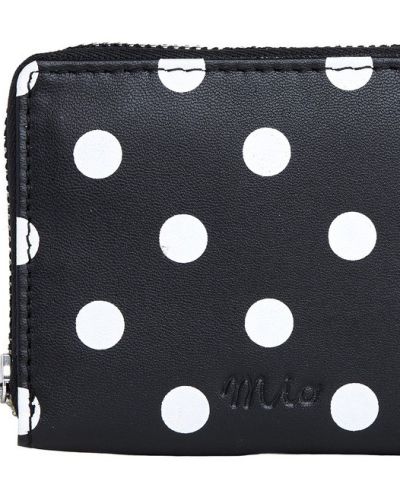 Kleines schwarzes bedrucktes Lederportemonnaie mit weißen Punkten