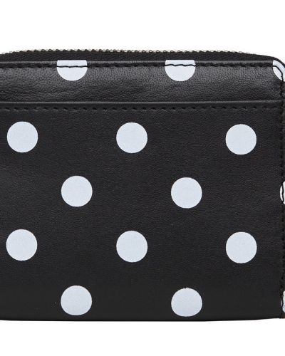 Kleines schwarzes bedrucktes Lederportemonnaie mit weißen Punkten