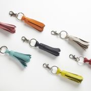 Fringed keyrings in stitched leather