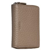Porte-monnaie Mio Roma en cuir grainé brun taupe ou rose