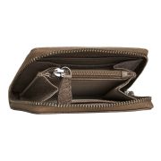 Porte-monnaie Mio Roma en cuir grainé brun taupe ou rose