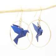 Creolen mit Vogel Origami Print 3 D verschiedene Farben