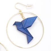 Creolen mit Vogel Origami Print 3 D verschiedene Farben