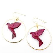 Creolen mit Vogel Origami Print 3 D verschiedene Farben