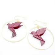 Creolen mit Vogel Origami Print 3 D verschiedene Farben