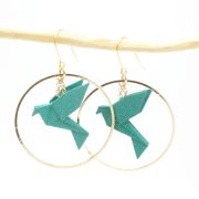 Creolen mit Vogel Origami Print 3 D verschiedene Farben