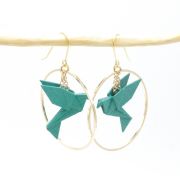 Creolen mit Vogel Origami Print 3 D verschiedene Farben