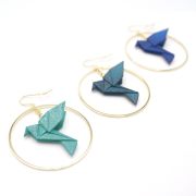 Creolen mit Vogel Origami Print 3 D verschiedene Farben