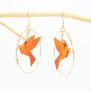 Creolen mit Vogel Origami Print 3 D verschiedene Farben