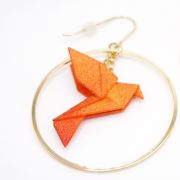 Creolen mit Vogel Origami Print 3 D verschiedene Farben