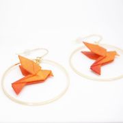 Creolen mit Vogel Origami Print 3 D verschiedene Farben