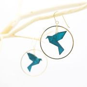 Creolen mit Vogel Origami Print 3 D verschiedene Farben