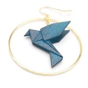 Creolen mit Vogel Origami Print 3 D verschiedene Farben