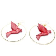 Creolen mit Vogel Origami Print 3 D verschiedene Farben