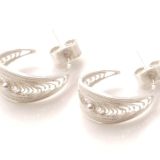 Boucle d'oreille créole fuseau en filigrane d'argent