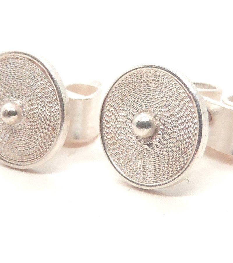 Boucle d’oreille clou rondes spirale en fin fil d’argent