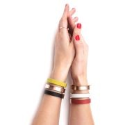 Bracelet cuir BANDLETS, design épuré, fermoir acier inoxydable plaqué or