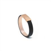 Bracelet cuir BANDLETS, design épuré, fermoir acier inoxydable plaqué or