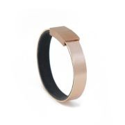 Bracelet cuir BANDLETS, design épuré, fermoir acier inoxydable plaqué or