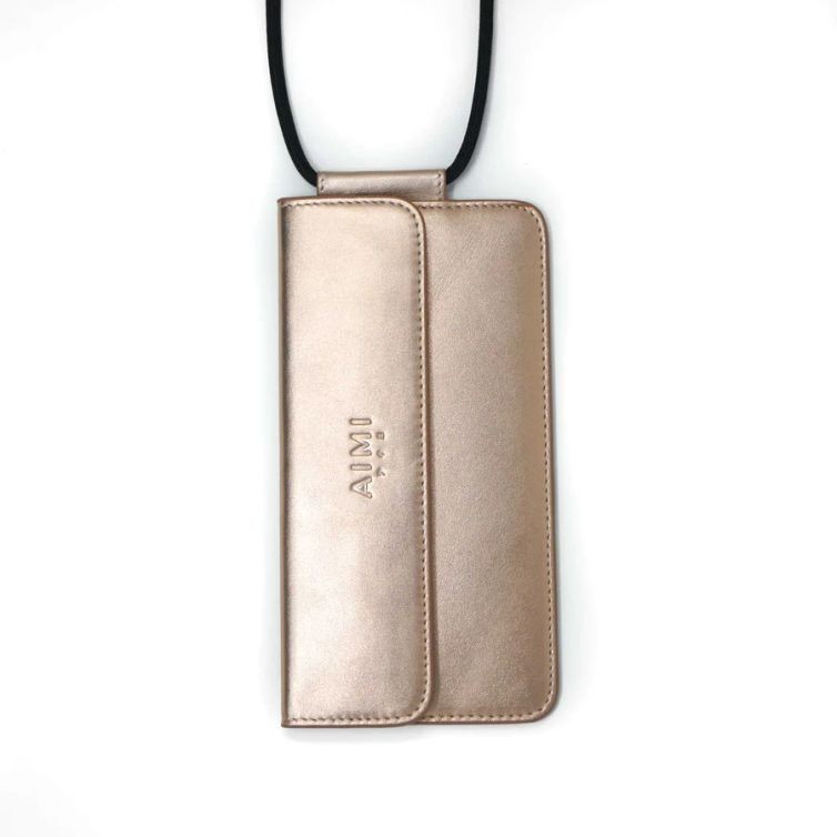 Leather mobile phone pouch with cord