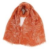 Foulard léger avec motif blanc sur fond orange en modal