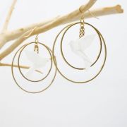 Boucles d'oreilles créoles avec oiseau origami double anneau