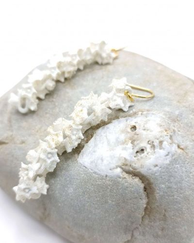 Boucle d&rsquo;oreille guirlande de fleurs impression 3d crochet argent doré