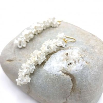 Boucle d&rsquo;oreille guirlande de fleurs impression 3d crochet argent doré