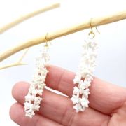 Boucle d'oreille guirlande de fleurs impression 3d crochet argent doré