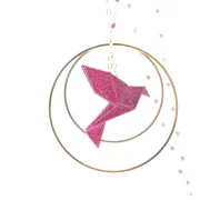 Long necklace with origami bird 3D printing colorful chain