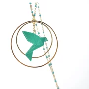 Long necklace with origami bird 3D printing colorful chain