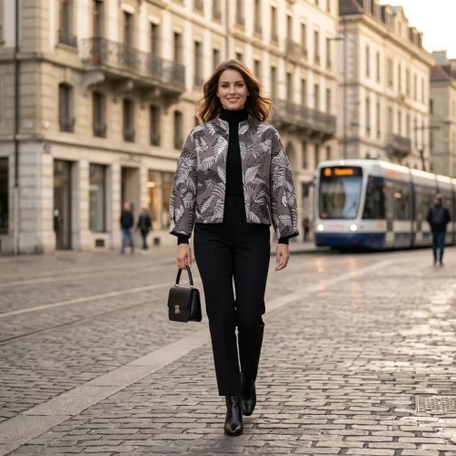 Kurze Jacke mit Monstera-Jacke
