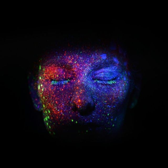 women's face with glitters