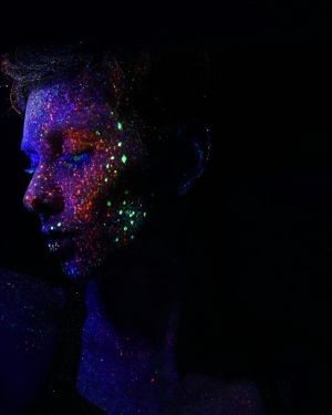 Black and fluorescent light photo shoot