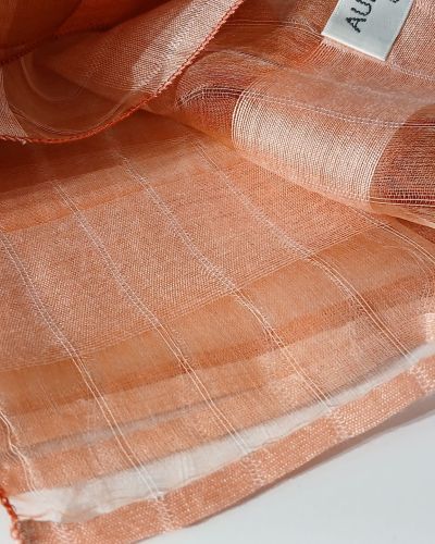 Coral Red Woven Organza Silk Scarf