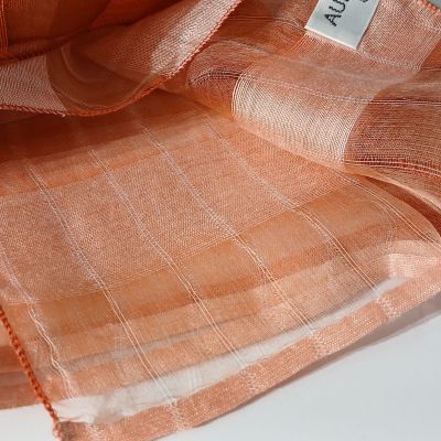 Coral Red Woven Organza Silk Scarf