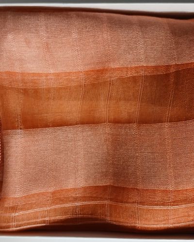Coral Red Woven Organza Silk Scarf