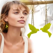 Boucle d&rsquo;oreille oiseau 3D mini birdy pendant dor&eacute;