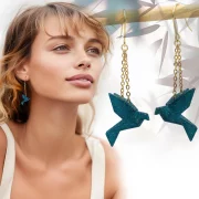 boucle oreille createur oiseau turquoise impression 3d