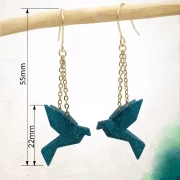 Boucle d&rsquo;oreille oiseau 3D mini birdy pendant dor&eacute;