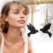 boucle oreille createur oiseau jaune impression 3d