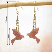 Boucle d&rsquo;oreille oiseau 3D mini birdy pendant dor&eacute;