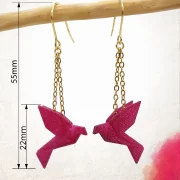Boucle d&rsquo;oreille oiseau 3D mini birdy pendant dor&eacute;