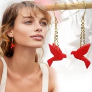 boucle oreille createur oiseau rouge impression 3d