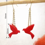 Boucle d&rsquo;oreille oiseau 3D mini birdy pendant dor&eacute;